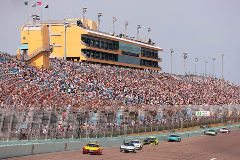 NASCAR Cup Series driver Joey Logano (22) races during the Straight Talk Wireless 400 at Homestead-Miami Speedway.