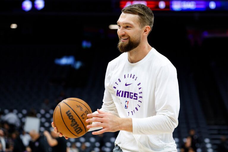Sacramento Kings forward Domantas Sabonis (11) warms up before a game against the Portland Trail Blazers at Golden 1 Center.