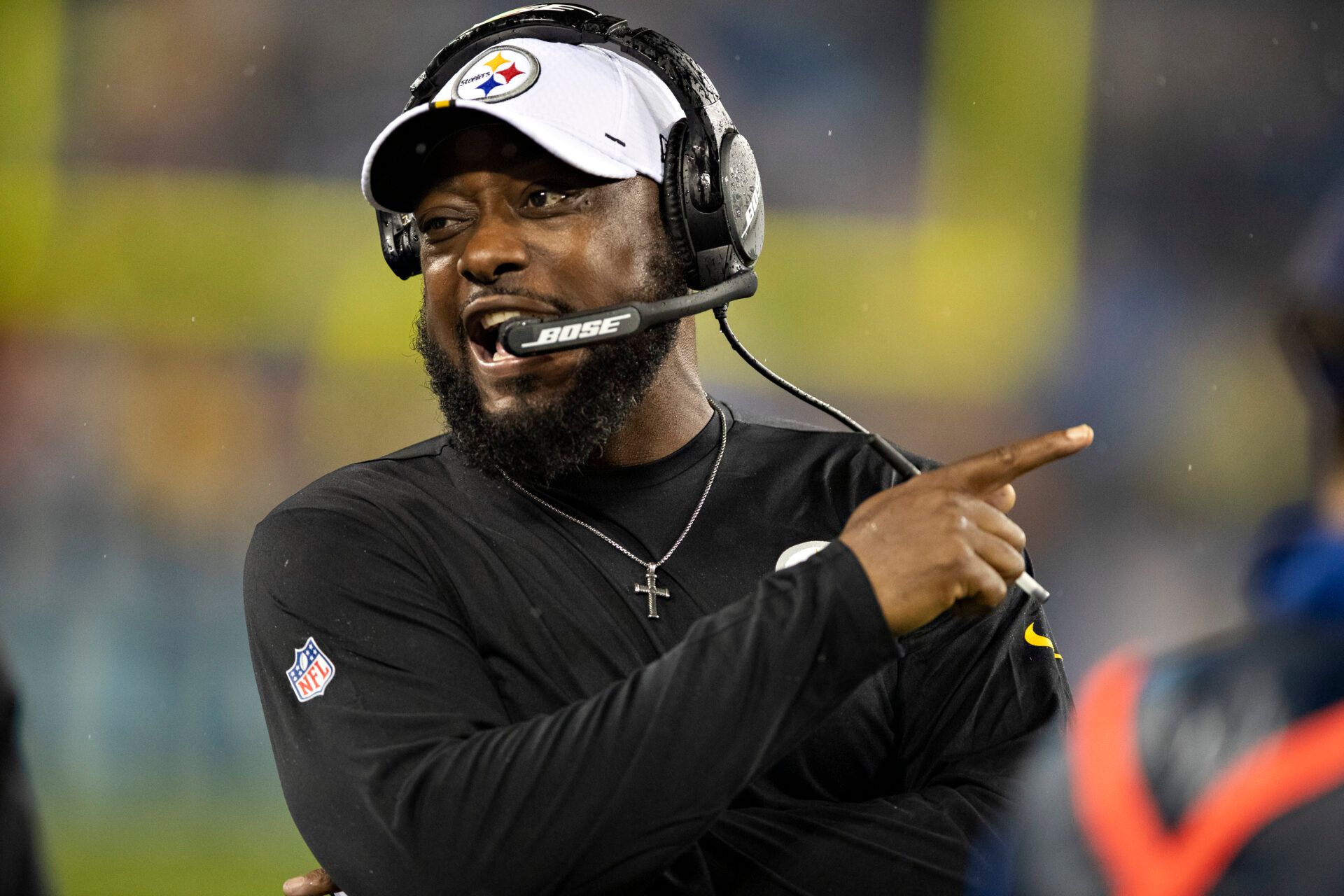 NASHVILLE, TN - AUGUST 17: Head Coach Mike Tomlin of the Pittsburgh Steelers reacts on the sidelines against the Tennessee Titans during week three of preseason at Nissan Stadium on August 25, 2019 in Nashville, Tennessee. The Steelers defeated the Titans 18-6. (Photo by Wesley Hitt/Getty Images)