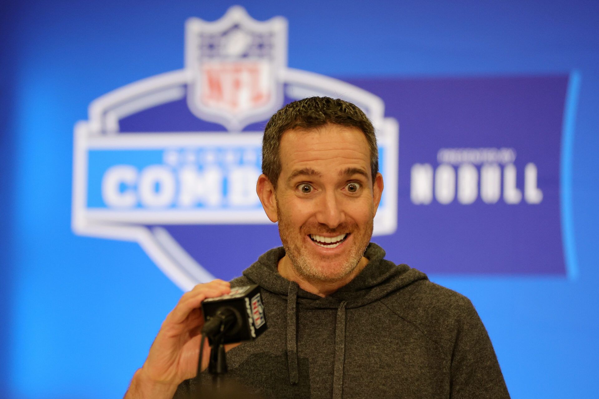INDIANAPOLIS, INDIANA - FEBRUARY 27: General manager Howie Roseman of the Philadelphia Eagles speaks to the media during the NFL Combine at the Indiana Convention Center on February 27, 2024 in Indianapolis, Indiana. (Photo by Stacy Revere/Getty Images)