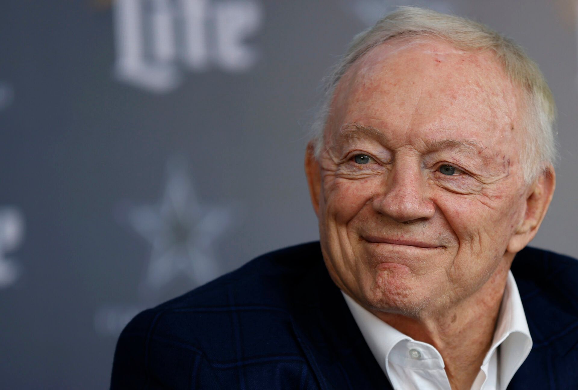 FRISCO, TEXAS - JANUARY 27: Dallas Cowboys team owner Jerry Jones looks on as Brian Schottenheimer is introduced as the new head coach of the Dallas Cowboys at The Star in Frisco on January 27, 2025 in Frisco, Texas. (Photo by Ron Jenkins/Getty Images)
