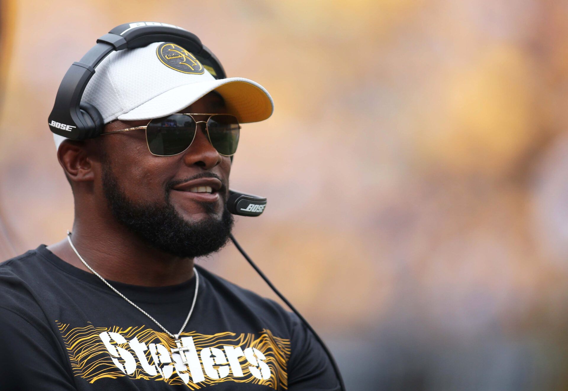 Aug 25, 2018; Pittsburgh, PA, USA; Pittsburgh Steelers head coach Mike Tomlin reacts on the sidelines against the Tennessee Titans during the second quarter at Heinz Field. Mandatory Credit: Charles LeClaire-USA TODAY Sports