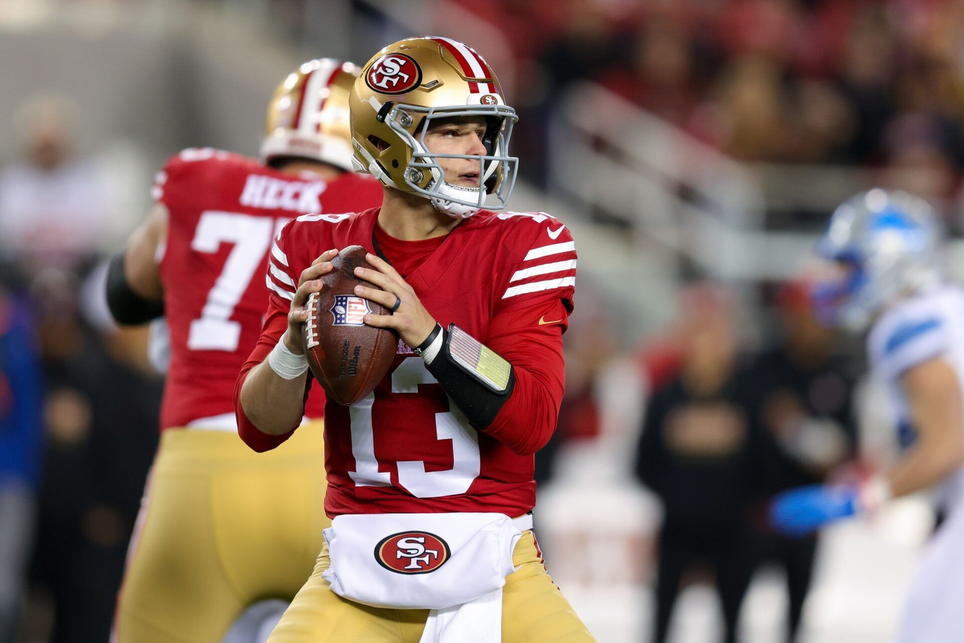 San Francisco 49ers quarterback Brock Purdy (13) during the game against the Detroit Lions at Levi's Stadium.