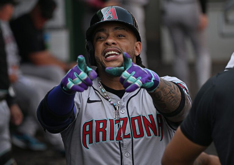 PITTSBURGH, PENNSYLVANIA - AUGUST 4: Ketel Marte #4 of the Arizona Diamondbacks reacts in the dugout after hitting a solo home run in the ninth inning during the game against the Pittsburgh Pirates at PNC Park on August 4, 2024 in Pittsburgh, Pennsylvania. (Photo by Justin Berl/Getty Images)