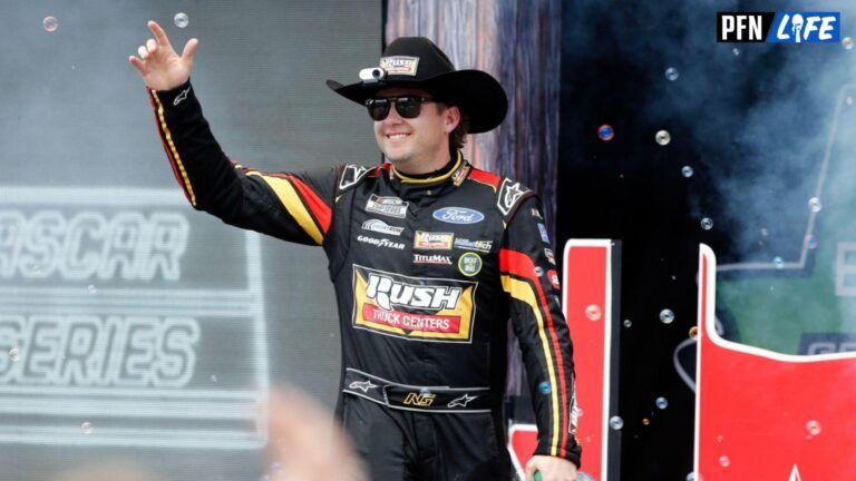 NASCAR Cup Series driver Noah Gragson (4) walks out onto the stage for driver introductions before the EchoPark Automotive Grand Prix at Circuit of the Americas.