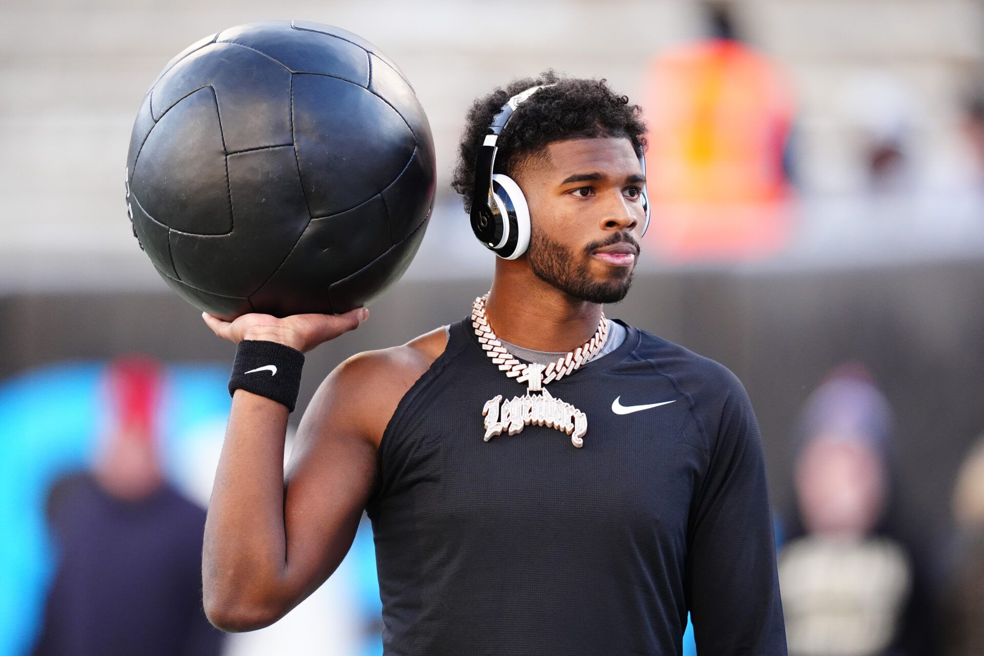 Nov 29, 2024; Boulder, Colorado, USA; Colorado Buffaloes quarterback Shedeur Sanders (2) before the game against the Oklahoma State Cowboys at Folsom Field. Mandatory Credit: Ron Chenoy-Imagn Images