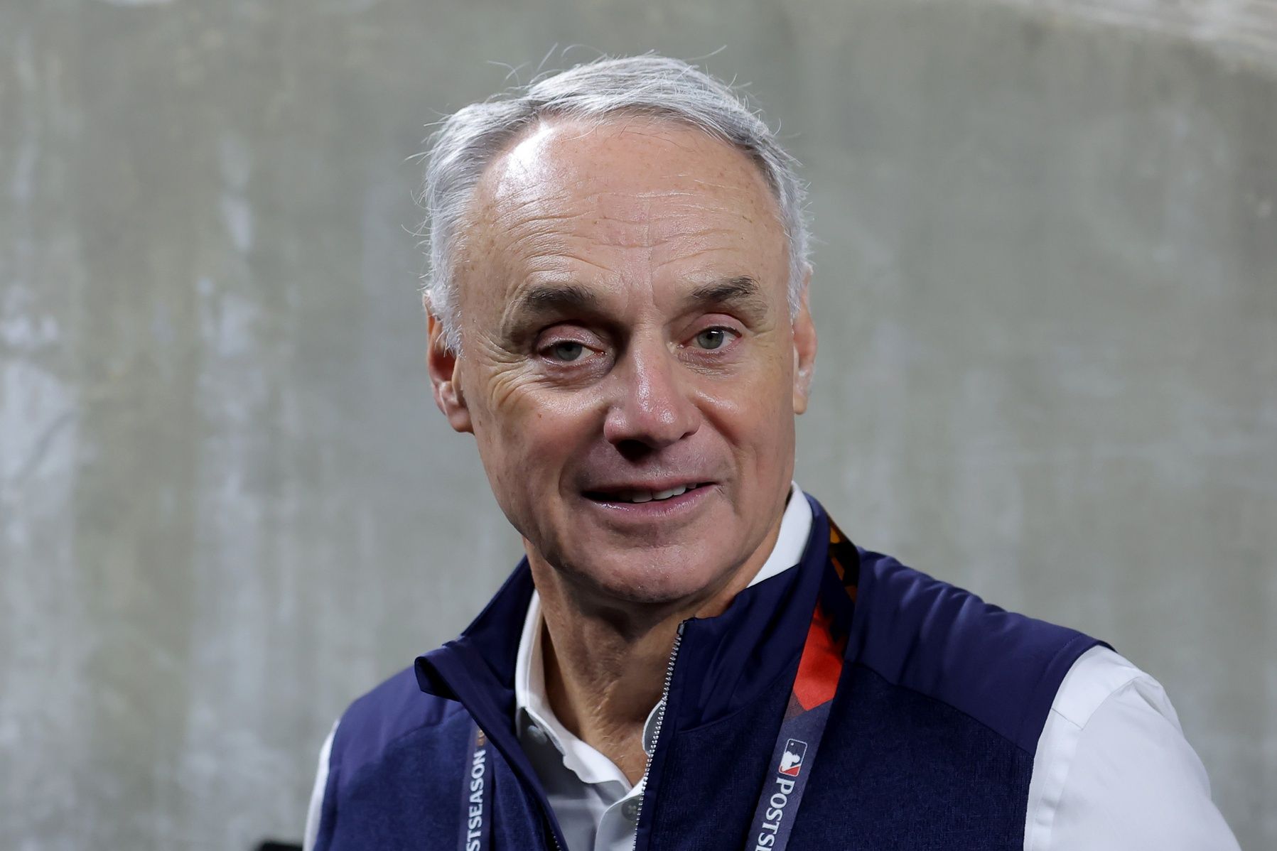 MLB commissioner Rob Manfred before game four of the 2024 MLB World Series between the Los Angeles Dodgers and New York Yankees at Yankee Stadium.
