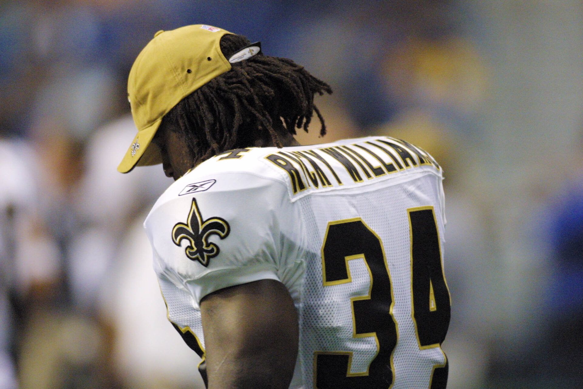 11 Aug 2001: Ricky Williams of the New Orleans Saints reacts to the game against the Minnesota Vikings during the pre-season game at the Alamo Dome in San Antonio, Texas. The Vikings defeated the Saints 28-21. DIGITAL IMAGE . Mandatory Credit: Ronald Martinez/Allsport