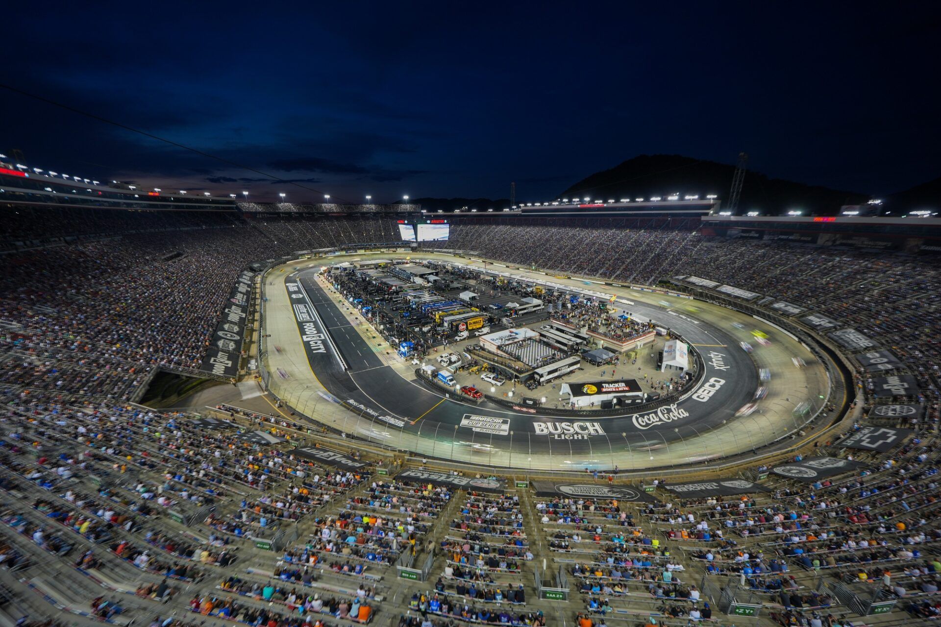 General scene during the Bass Pro Shops Night Race at Bristol Motor Speedway.