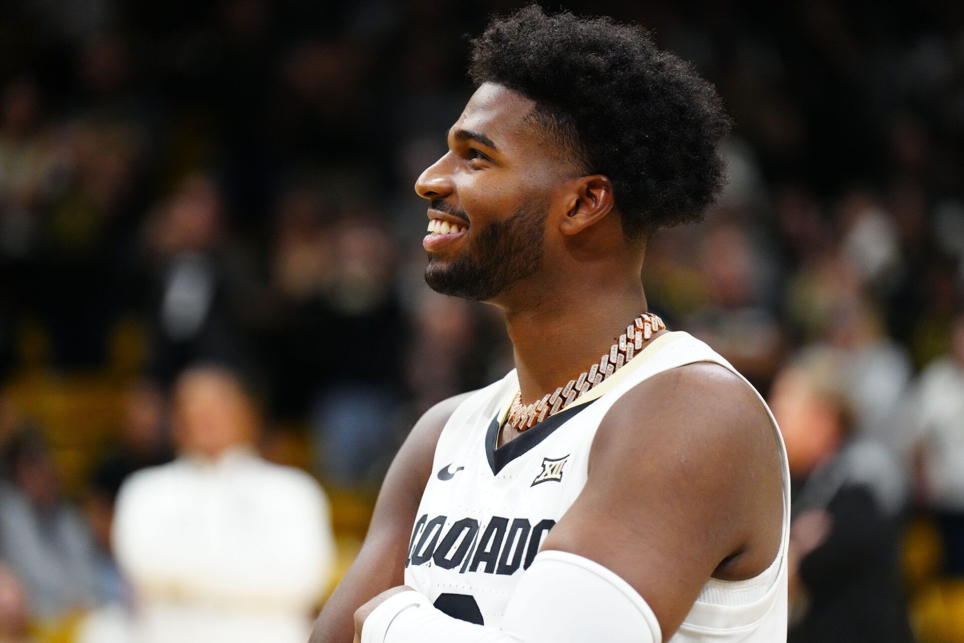 Dec 21, 2024; Boulder, Colorado, USA; Colorado Buffaloes quarterback Shedeur Sanders before the game against the Bellarmine Knights at CU Events Center. Mandatory Credit: Ron Chenoy-Imagn Images