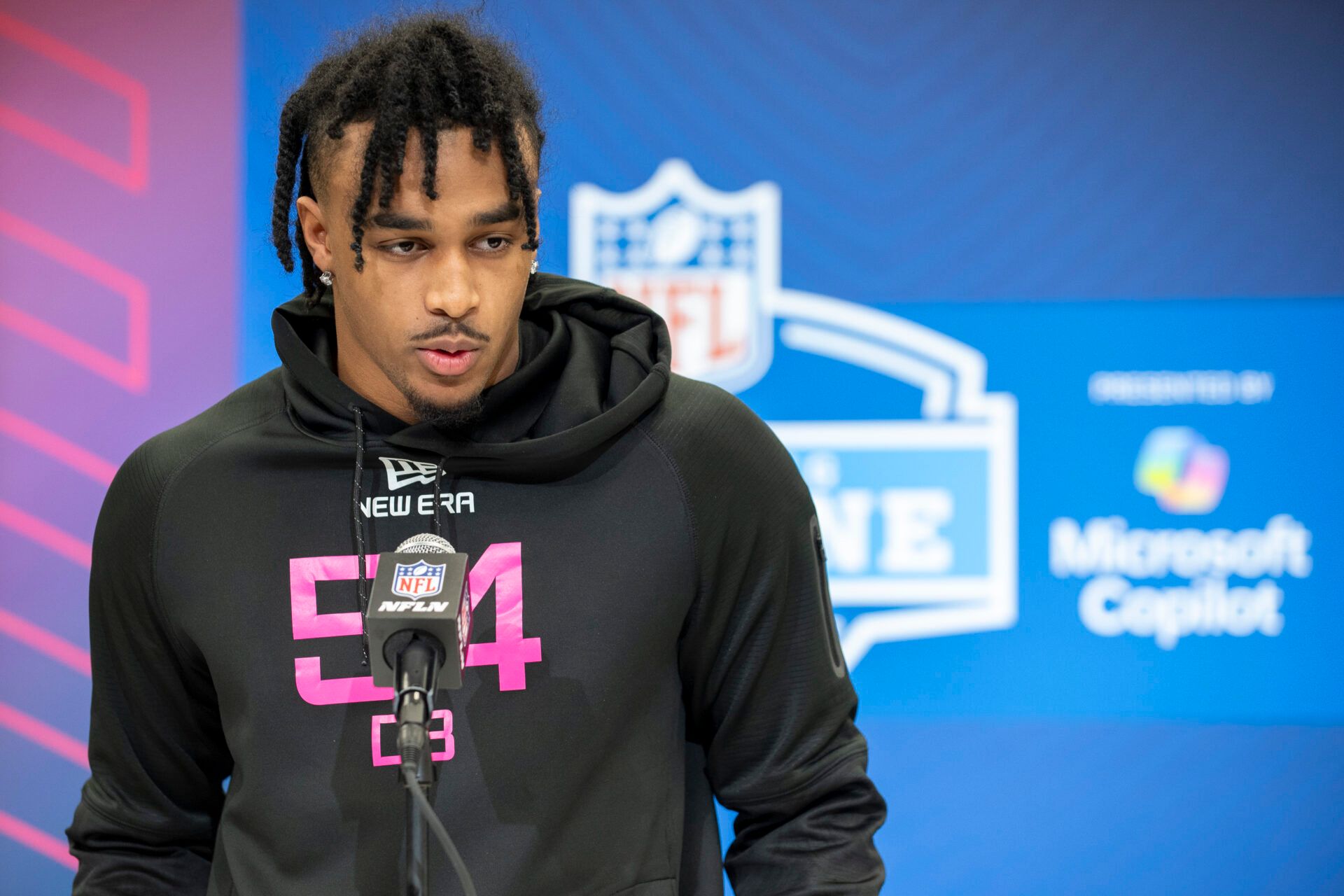 Feb 27, 2025; Indianapolis, IN, USA; Penn St defensive back Kevin Winston Jr (DB54) during the 2025 NFL Combine at Lucas Oil Stadium. Mandatory Credit: Tanner Pearson-Imagn Images