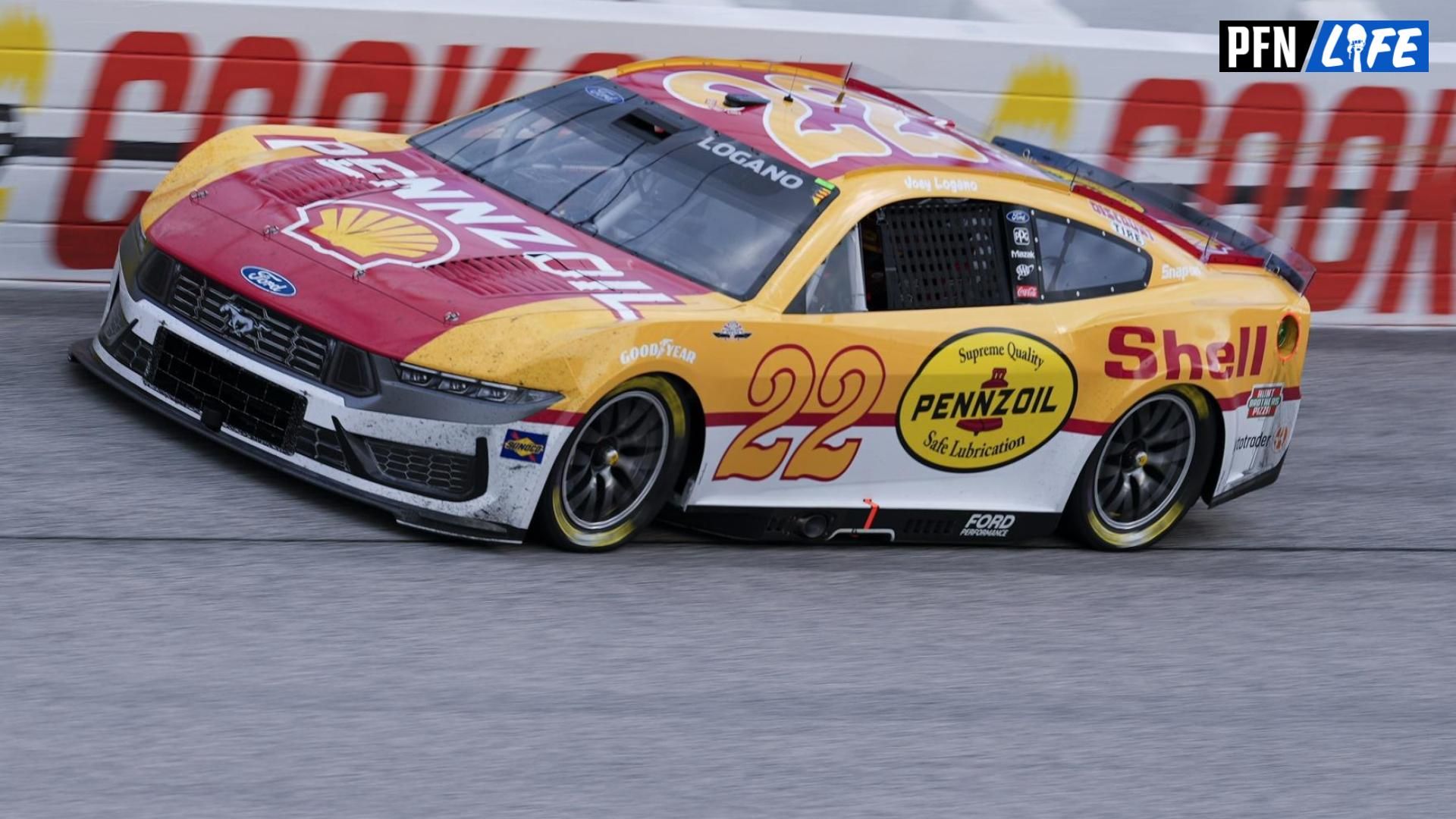 NASCAR Cup Series driver Joey Logano (22) in turn one during the Goodyear 400 at Darlington Raceway.