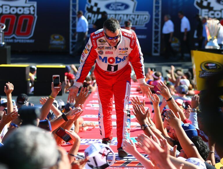 NASCAR Sprint Cup Series driver Tony Stewart (14) during the Ford Ecoboost 400 at Homestead-Miami Speedway.