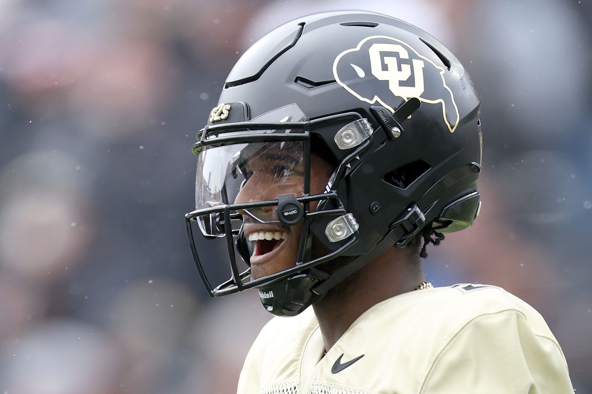 BOULDER, COLORADO - APRIL 22: Quarterback Shedeur Sanders #2 of the Colorado Buffaloes plays in their spring game at Folsom Field on April 22, 2023 in Boulder, Colorado. (Photo by Matthew Stockman/Getty Images)