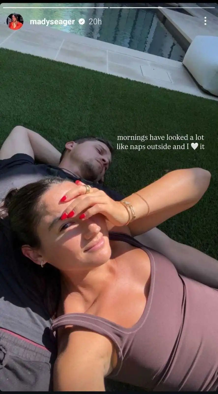 Madisyn's early morning glimpse with her husband Corey