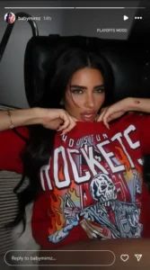 Mirna Habib wearing Houston Rockets T-shirt