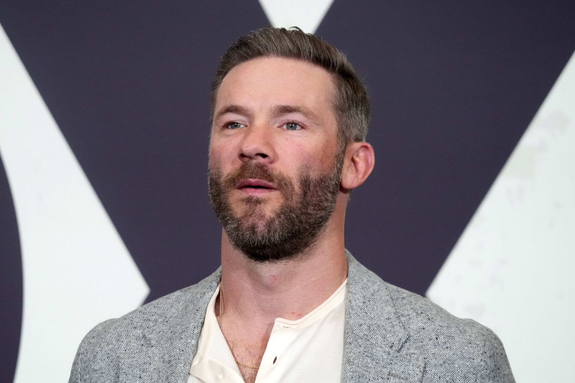 Feb 6, 2025; New Orleans, LA, USA; Julian Edelman during Fox Sports media day at Ernest N. Morial Convention Center. Mandatory Credit: Kirby Lee-Imagn Images