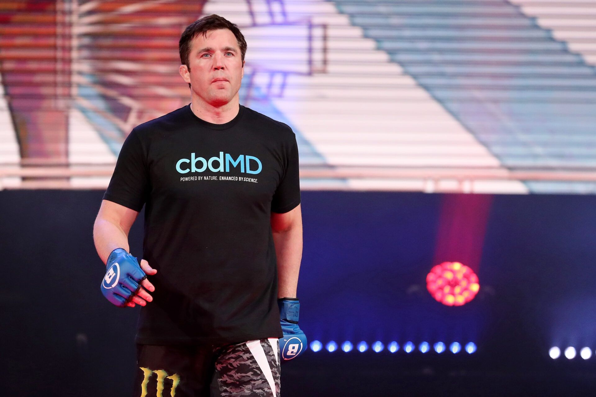 Jun 14, 2019; New York, NY, USA; Chael Sonnen is introduced before his fight against Lyoto Machida (not pictured) during Bellator 222 at Madison Square Garden. Machida won the fight. Mandatory Credit: Ed Mulholland-USA TODAY Sports