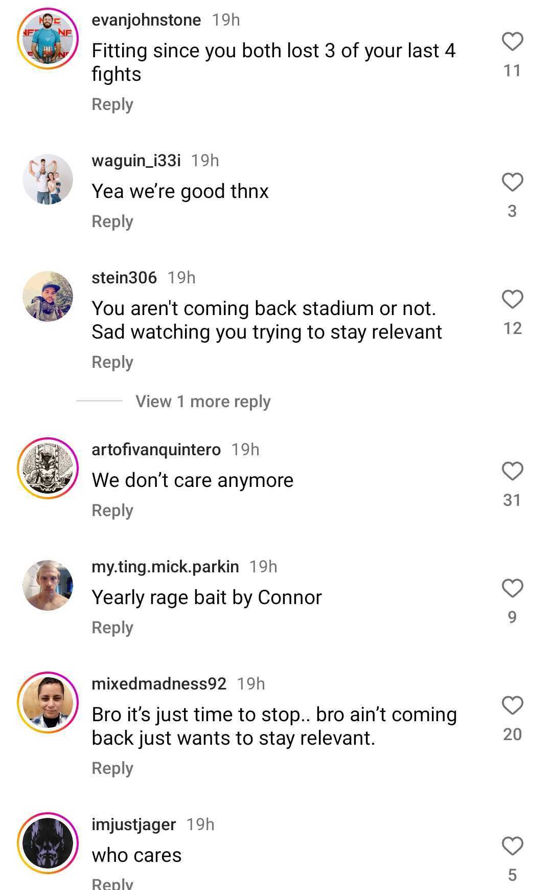 Reactions to social media posts of Conor McGregor