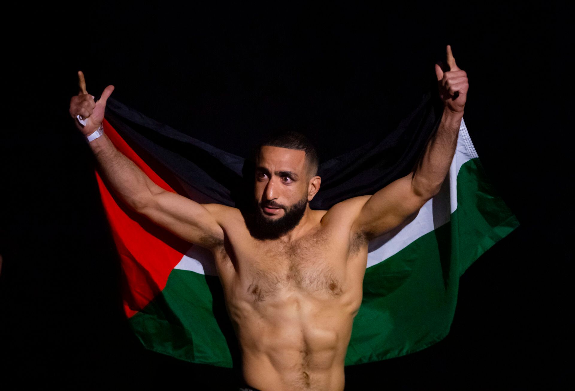 Jun 11, 2021; Glendale, Arizona, USA; UFC fighter Belal Muhammad during weigh ins for UFC 263 at Gila River Arena. Mandatory Credit: Mark J. Rebilas-USA TODAY Sports