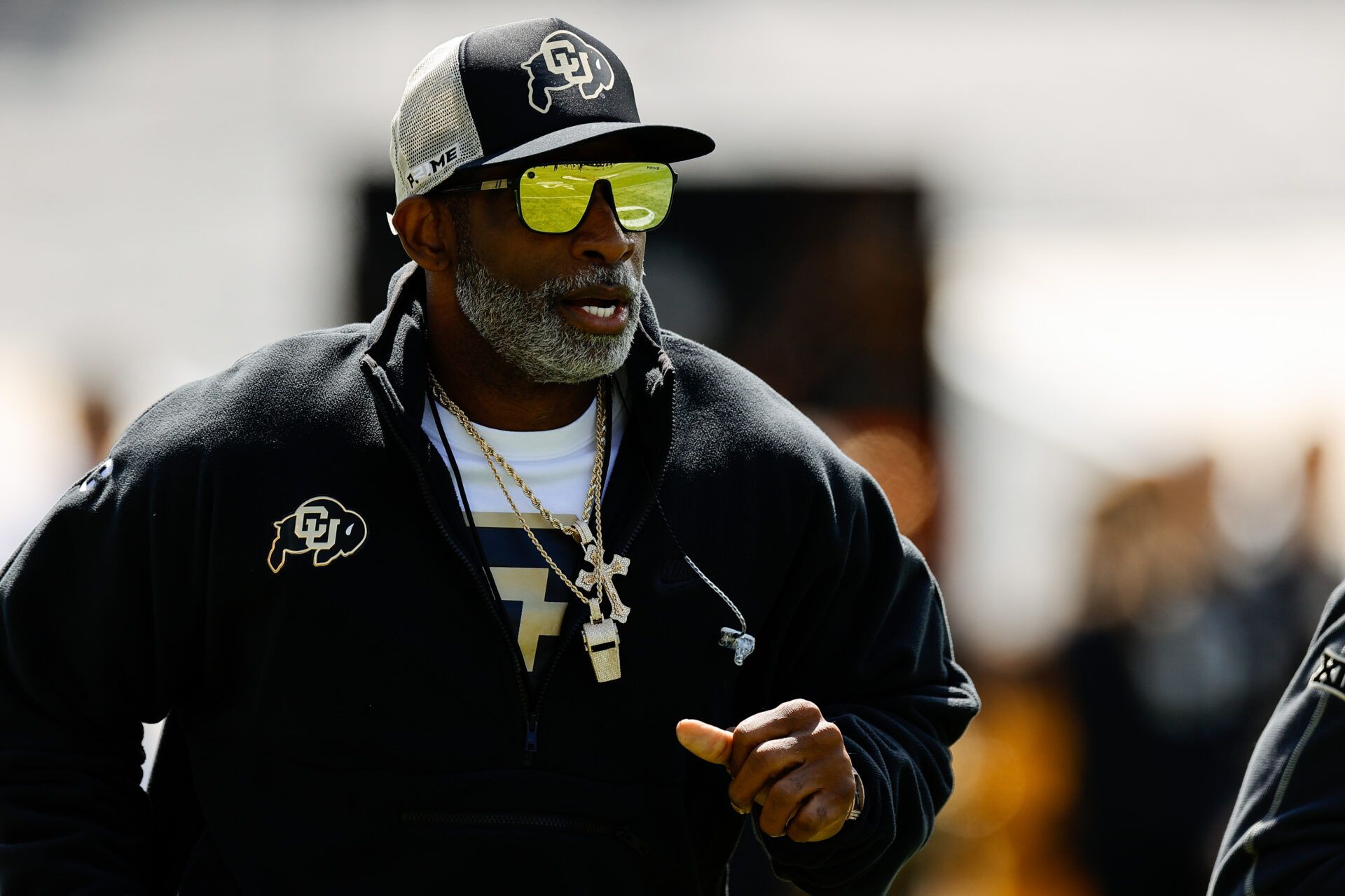 Apr 19, 2025; Boulder, CO, USA; Colorado Buffaloes head coach Deion Sanders during the spring game at Folsom Field. Mandatory Credit: Isaiah J. Downing-Imagn Images