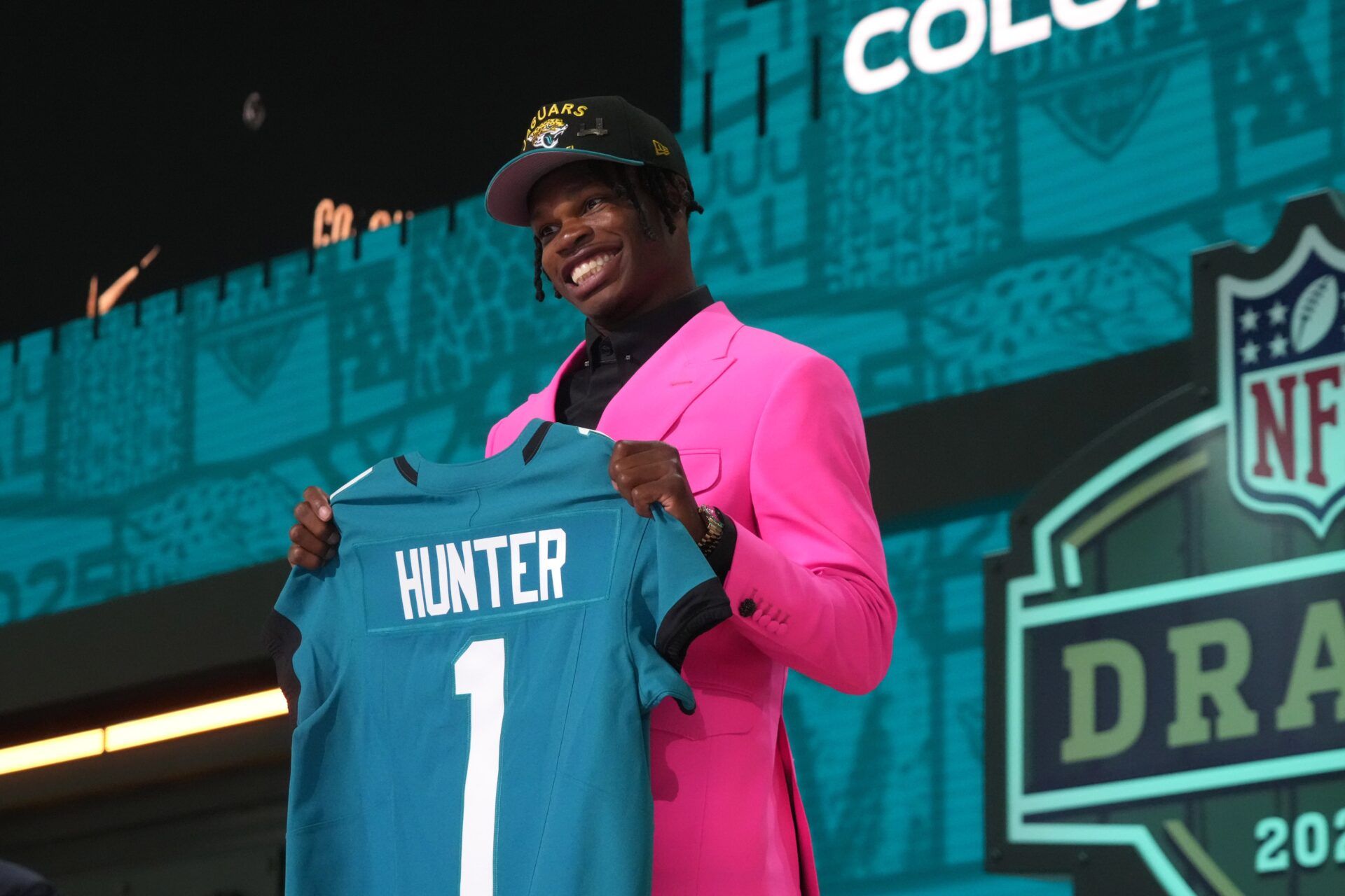 Colorado Buffaloes wide receiver Travis Hunter is selected by the Jacksonville Jaguars as the number two pick in the first round of the 2025 NFL Draft at Lambeau Field.