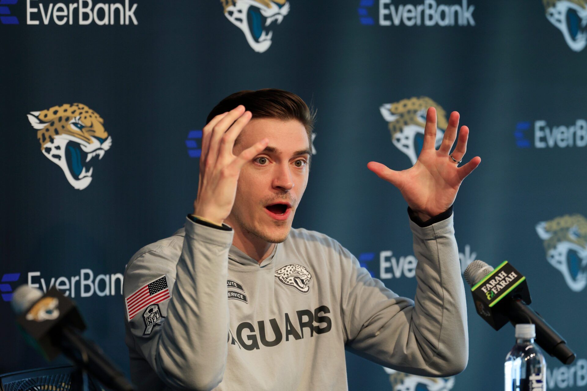 Jacksonville Jaguars general manager James Gladstone speaks during a press conference at Miller Electric Center Tuesday, April 15, 2025 in Jacksonville, Fla. [Corey Perrine/Florida Times-Union]