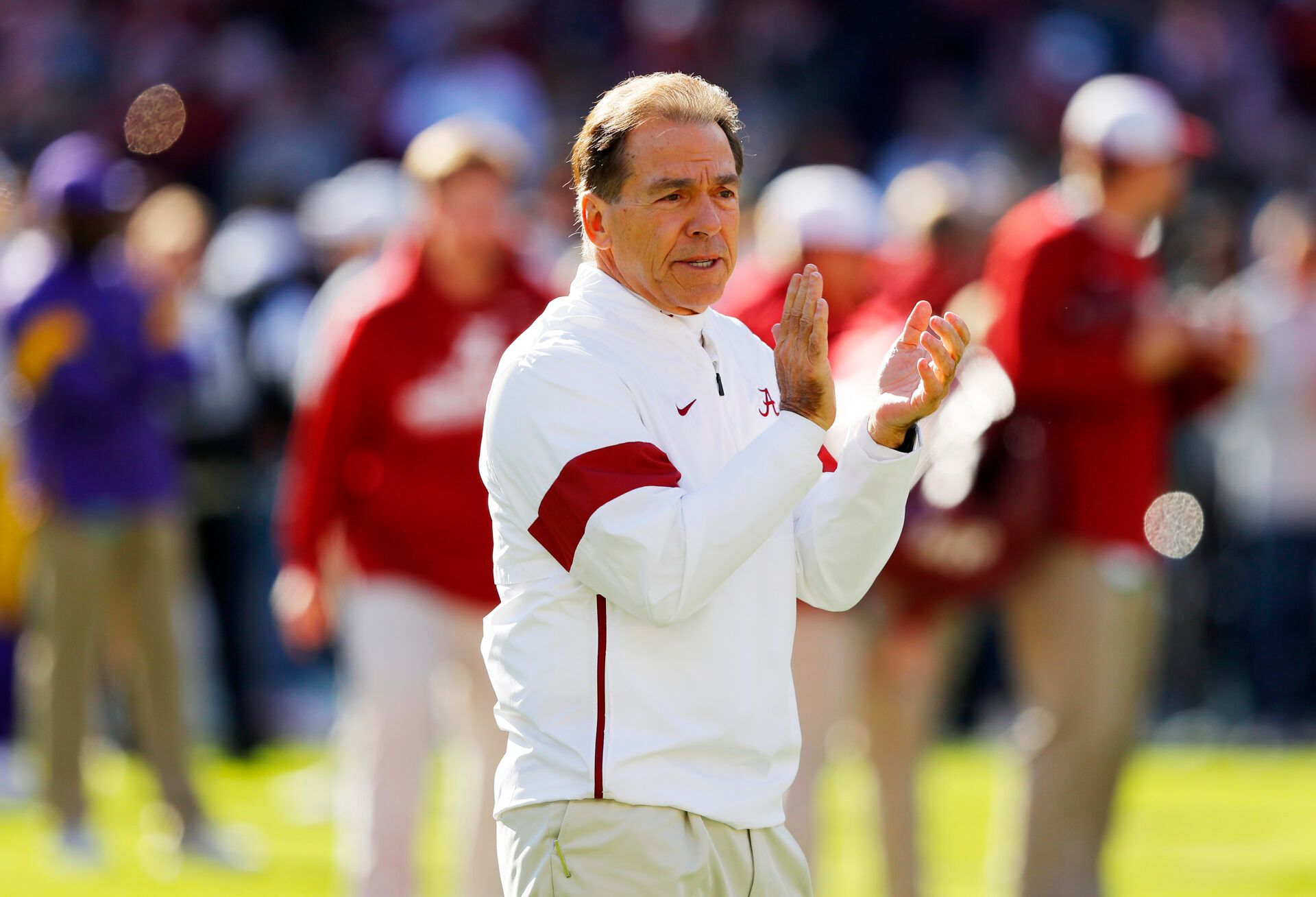 TUSCALOOSA, ALABAMA - NOVEMBER 09: Head coach Nick Saban of the Alabama Crimson Tide reacts before the game against the LSU Tigers at Bryant-Denny Stadium on November 09, 2019 in Tuscaloosa, Alabama. (Photo by Kevin C. Cox/Getty Images)