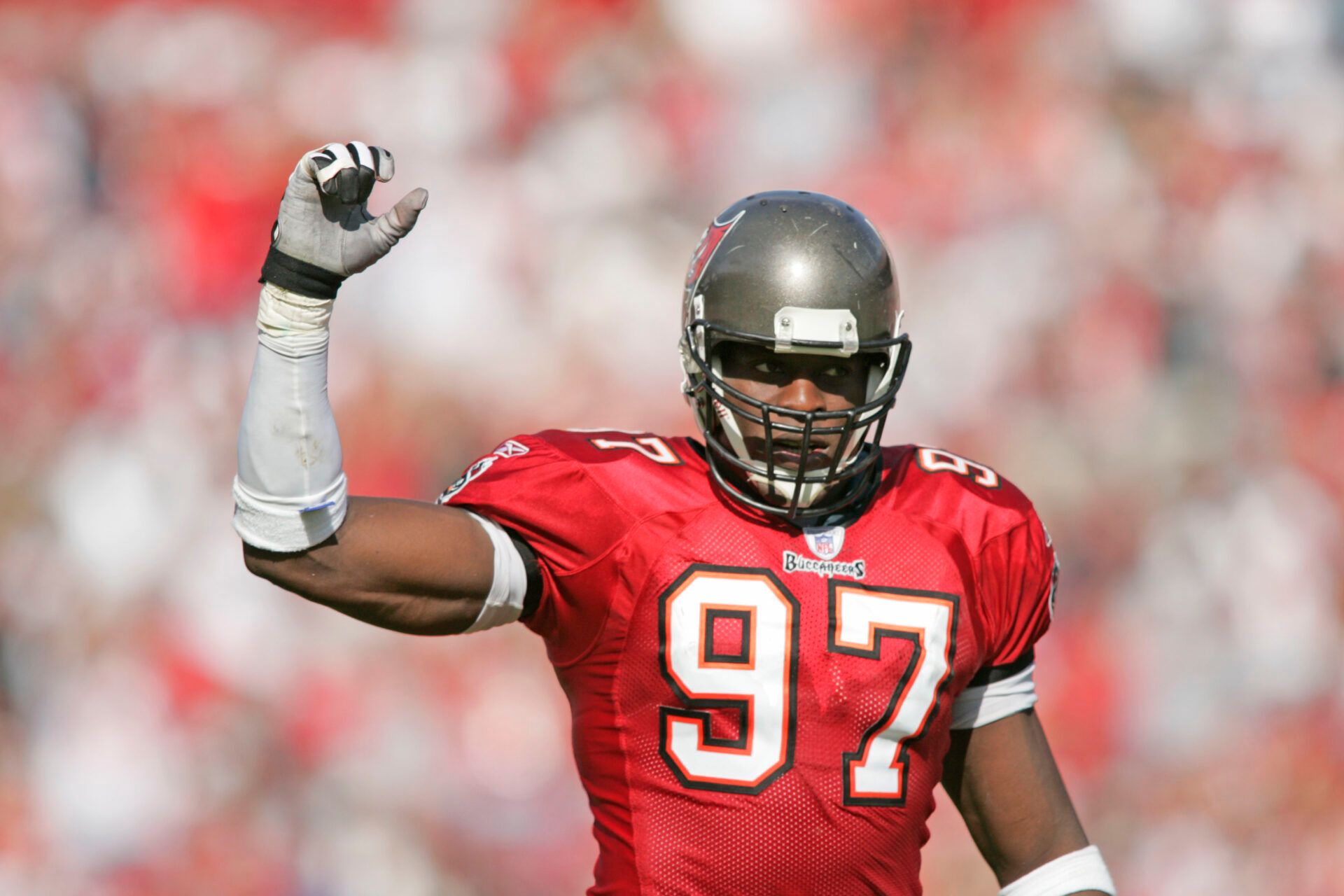 Dec 05, 2004; Tampa, FL, USA; Tampa Bay Buccaneers lineman Simeon Rice in action at Raymond James Stadium. Mandatory Credit: Preston Mack-USA TODAY Sports (©) Copyright 2004 by Preston Mack