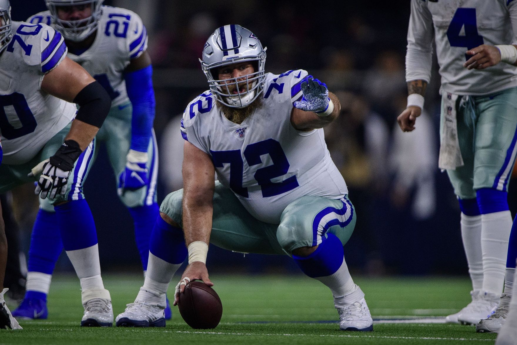Dallas Cowboys center Travis Frederick (72) in action during the game between the Bills and Cowboys at AT&T Stadium.