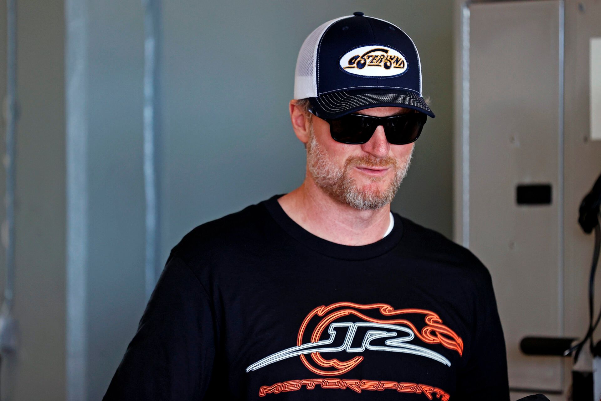 Feb 15, 2025; Daytona Beach, Florida, USA; NASCAR team owner Dale Earnhardt Jr. during practice for the Daytona 500 at Daytona International Speedway. Mandatory Credit: Peter Casey-Imagn Images