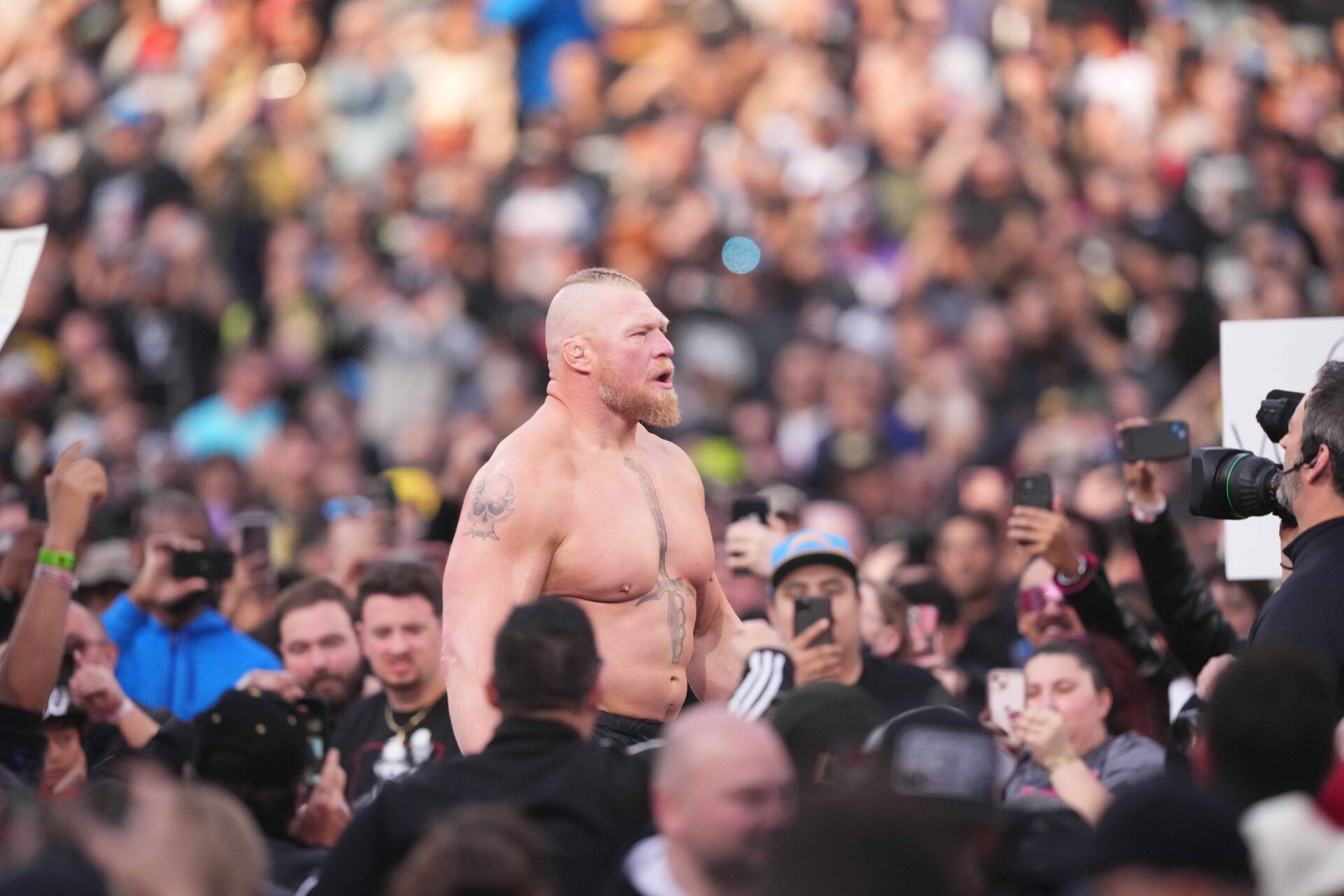 Brock Lesnar during Wrestlemania Night 2 at SoFi Stadium.