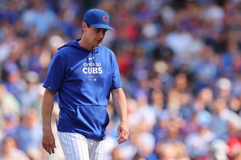 CHICAGO, ILLINOIS - MAY 31: Manager Craig Counsell #30 of the Chicago Cubs reacts during the ninth inning against the Cincinnati Reds at Wrigley Field on May 31, 2024 in Chicago, Illinois. (Photo by Michael Reaves/Getty Images)