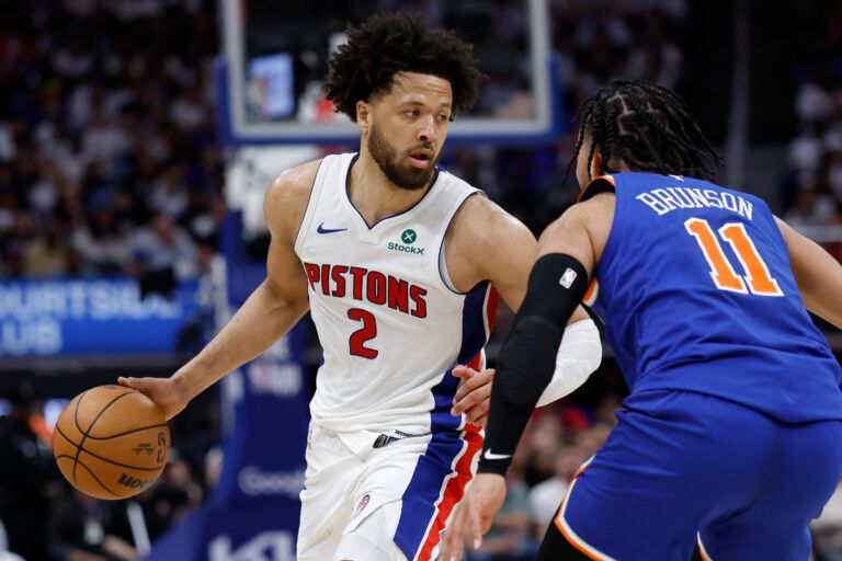 WATCH: Pistons' Cade Cunningham Shoves Own Teammate to Prevent Technical Call Against Karl-Anthony Towns