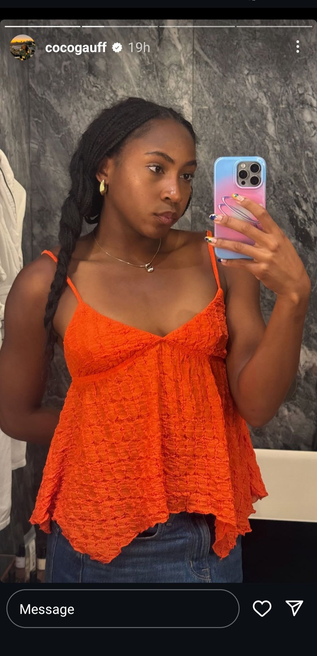 Screen grab of Coco Gauff's Instagram story