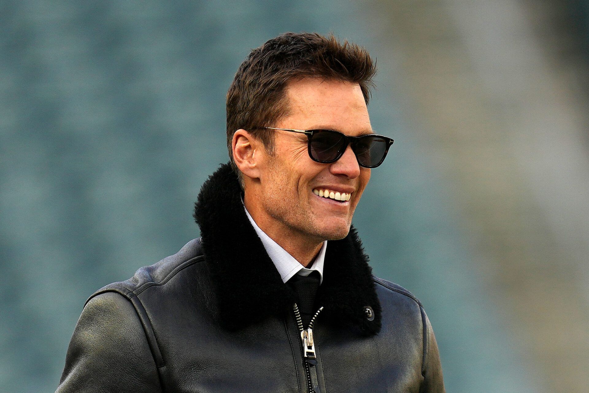 PHILADELPHIA, PENNSYLVANIA - JANUARY 12: Former NFL Player Tom Brady looks on prior to the NFC Wild Card Playoff between the Green Bay Packers and the Philadelphia Eagles at Lincoln Financial Field on January 12, 2025 in Philadelphia, Pennsylvania. (Photo by Mitchell Leff/Getty Images)