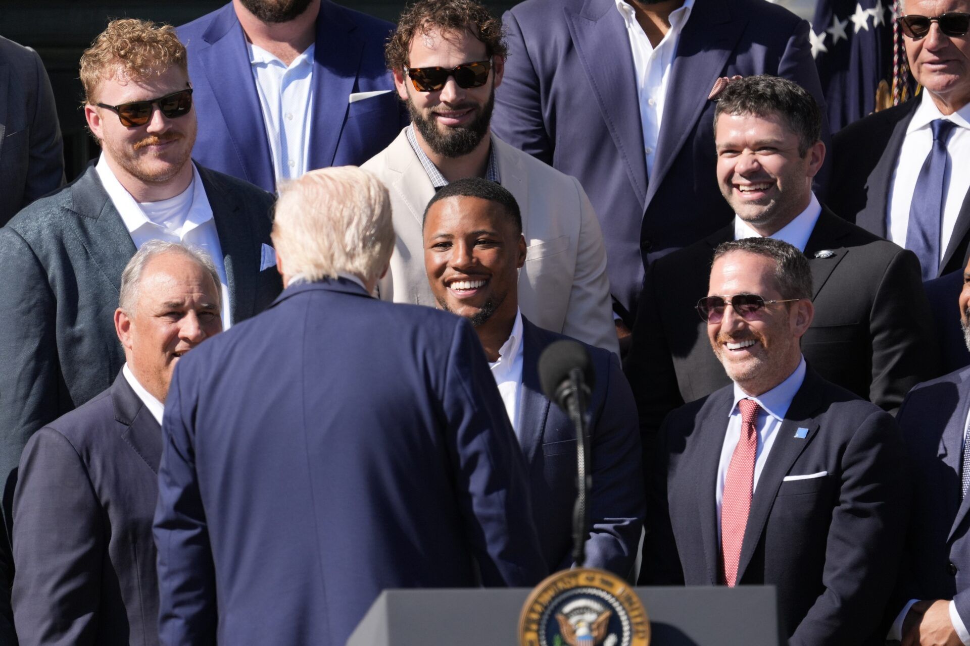 President Donald Trump honors the Super Bowl LIX champion Philadelphia Eagles at The White House in Washington D.C., on April 28, 2025.