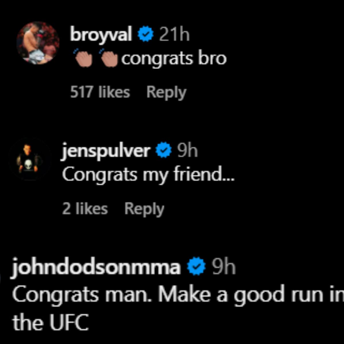 Screenshot of comments