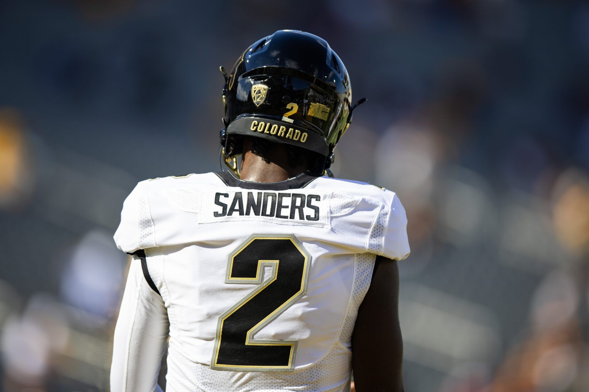 Detailed view of the jersey of Colorado Buffaloes quarterback Shedeur Sanders (2) against the Arizona State Sun Devils at Mountain America Stadium, Home of the ASU Sun Devils.