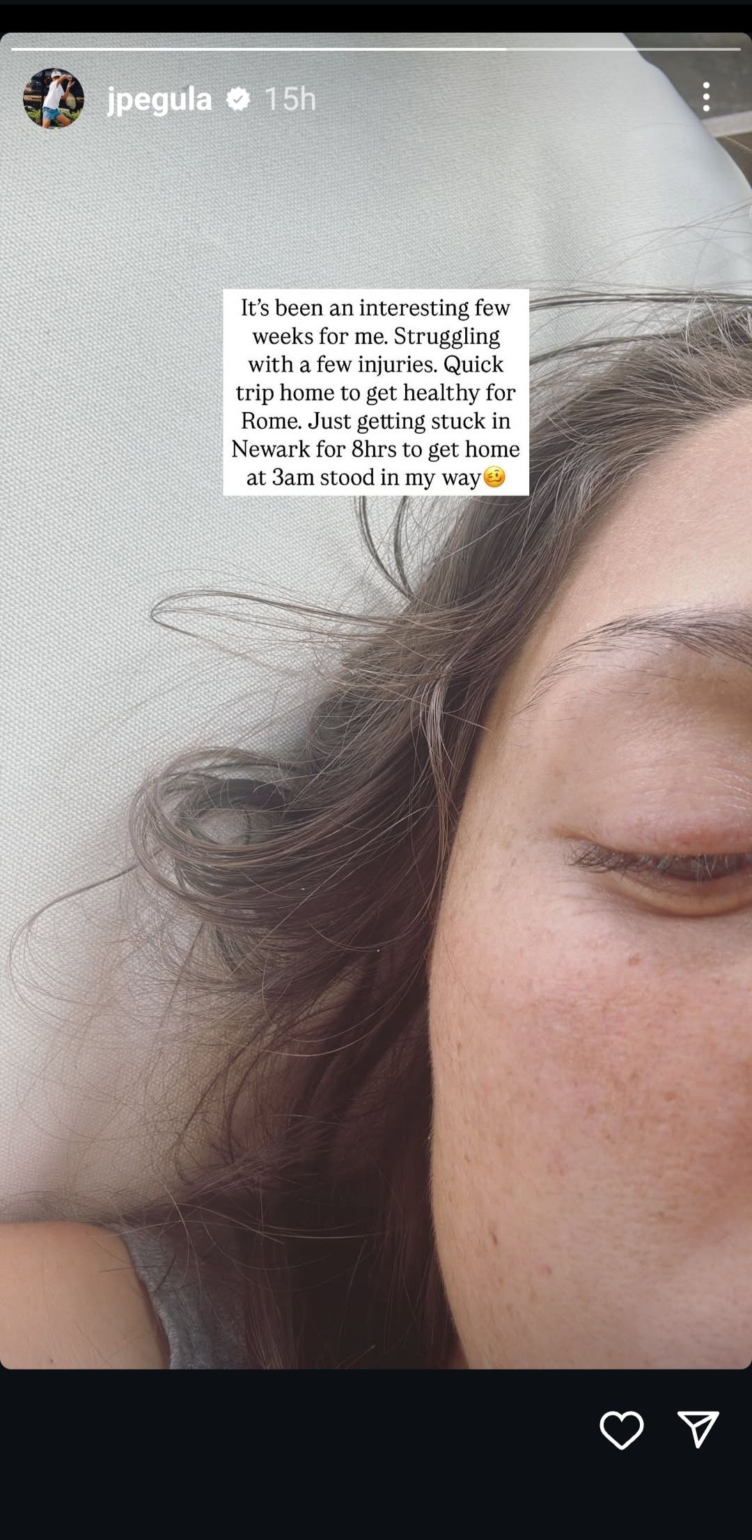 Screen grab of Jessica Pegula's Instagram story