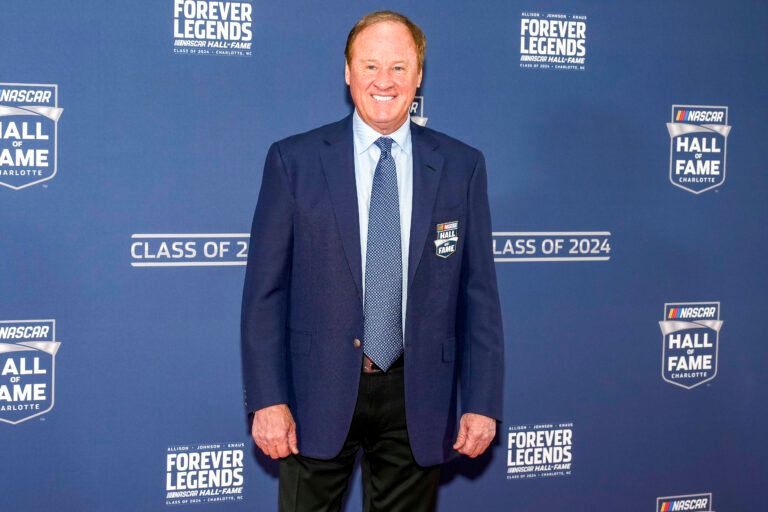 Jan 19, 2024; Charlotte, NC, USA; Rusty Wallace during the red carpet at Charlotte Convention Center Crown Ballroom. Mandatory Credit: Jim Dedmon-USA TODAY Sports