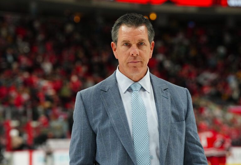 Nov 7, 2024; Raleigh, North Carolina, USA; Pittsburgh Penguins head coach Mike Sullivan comes off the ice after a loss to the Carolina Hurricanes at Lenovo Center. Mandatory Credit: James Guillory-Imagn Images