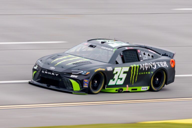 NASCAR Cup Series driver Riley Herbst (35) comes out of turn four during the General Tire 200 at Talladega Superspeedway.