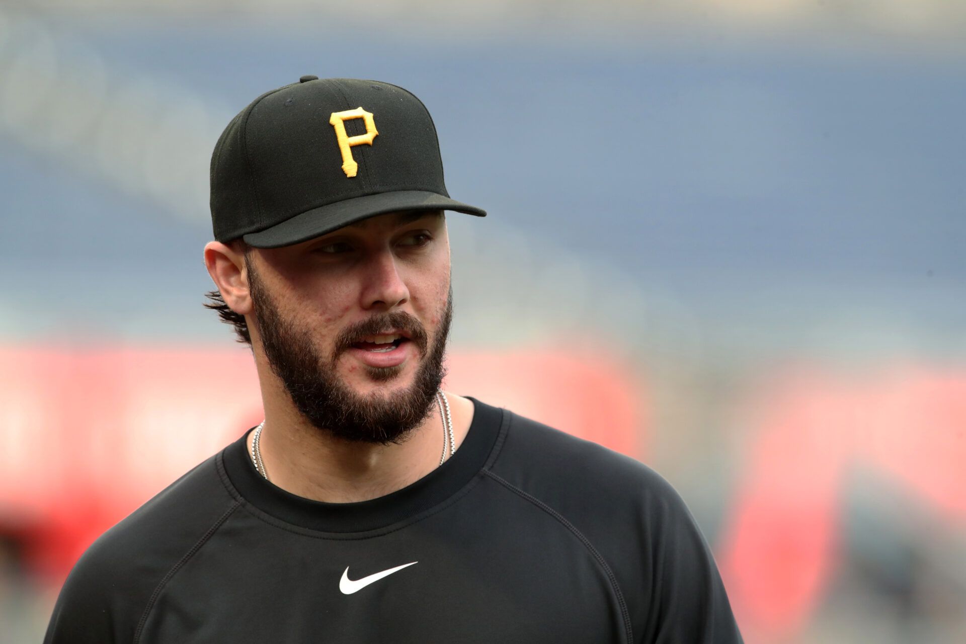 Pittsburgh Pirates pitcher Paul Skenes (30) before a game against the Chicago Cubs at PNC Park.
