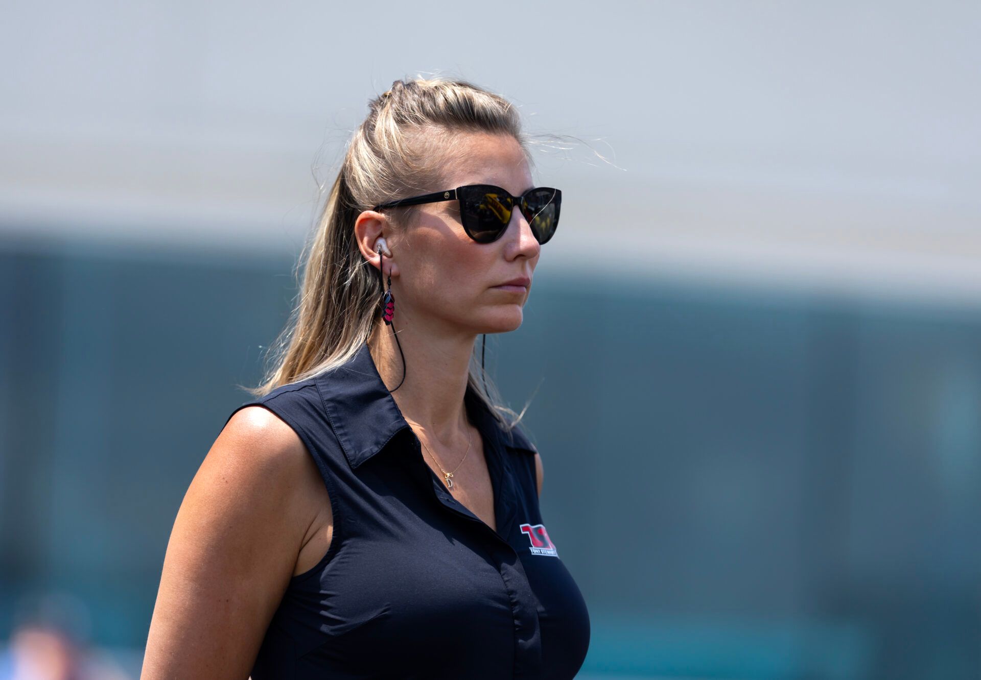 Apr 26, 2025; Concord, NC, USA; NHRA top fuel driver Leah Pruett during qualifying for the American Rebel Light Four Wide Nationals at zMax Dragway. Mandatory Credit: Mark J. Rebilas-Imagn Images