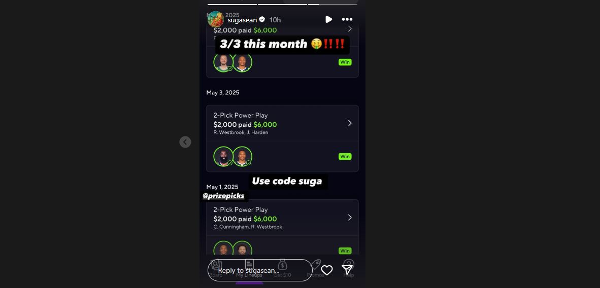 Sean O'Malley shares his betting wins on Instagram