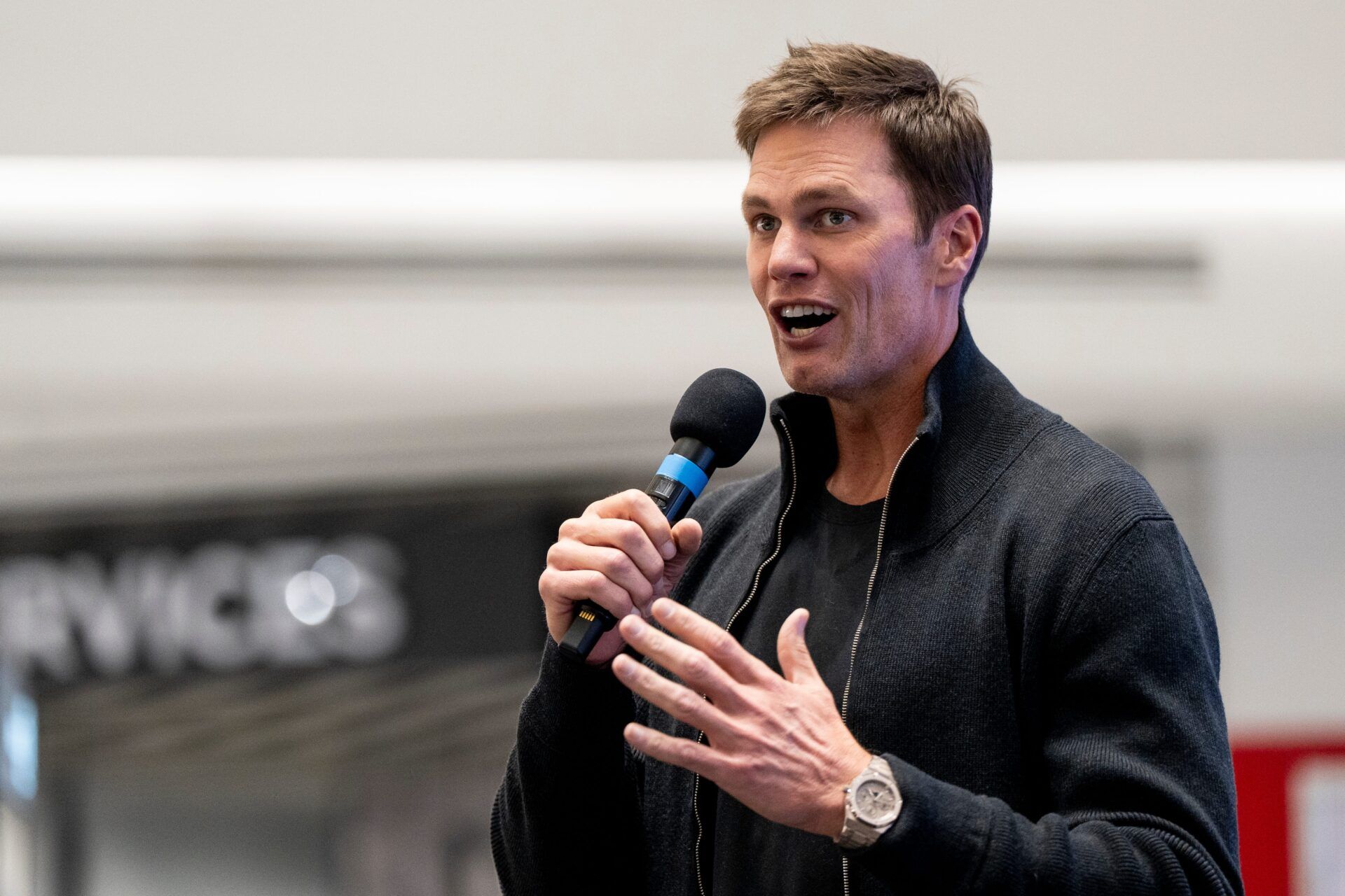 Tom Brady appears at American Dream for the grand opening of Card Vault by Tom Brady, a sports card and memorabilia retailer, East Rutherford, Friday, Apr. 11, 2025.