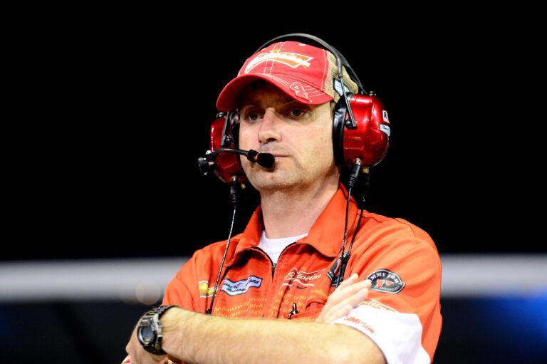 Nov 14, 2014; Homestead, FL, USA; NASCAR Sprint Cup Series crew chief Rodney Childers during qualifying for the Ford EcoBoost 400 at Homestead-Miami Speedway. Mandatory Credit: Andrew Weber-USA TODAY Sports