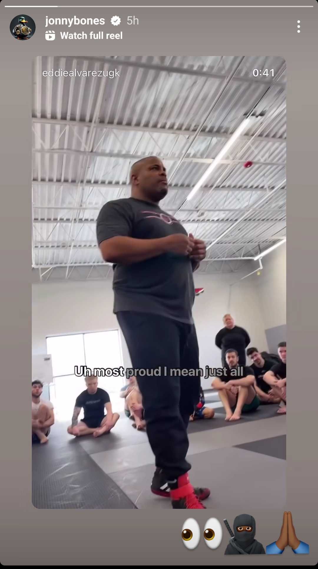 Screenshot of Jon Jones' Instagram story