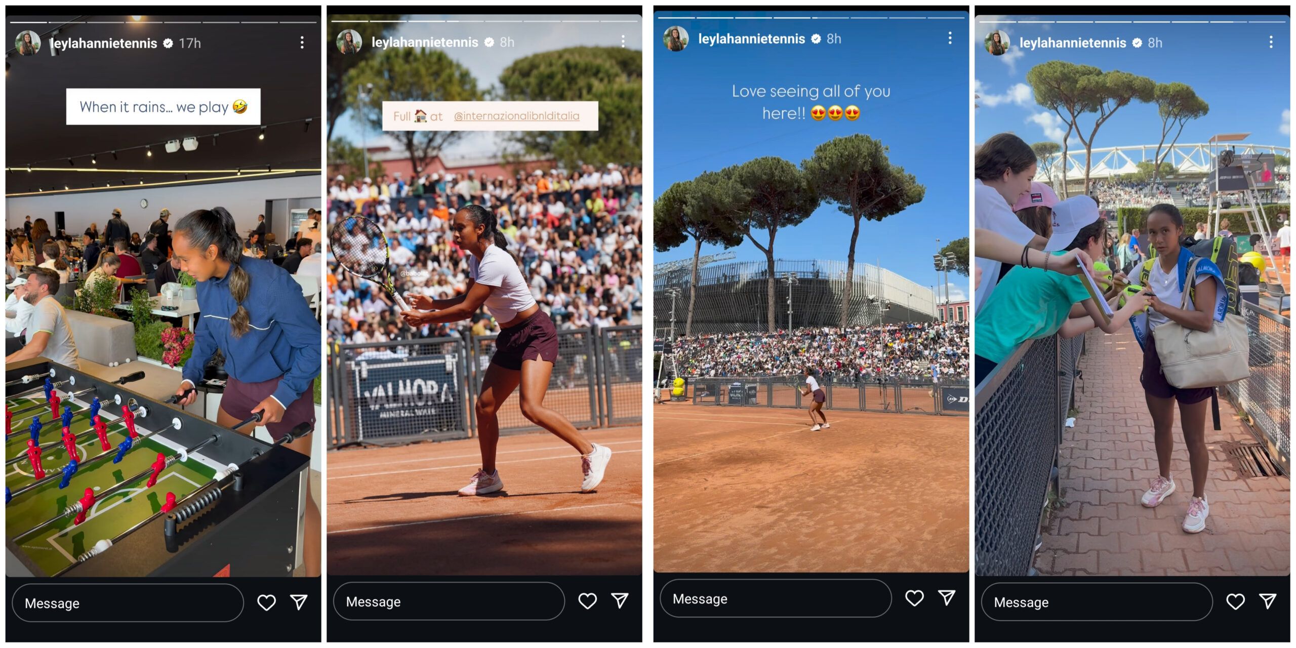 Screen grab of Leylah Fernandez's Instagram stories